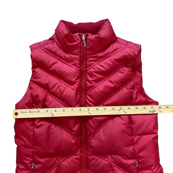Eddie Bauer Puffer Vest Women's M Red Premium Goose Down Quilted Red Zip - Picture 4 of 8